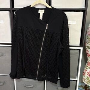 EUC/Chico’s Zippered Lace & knit Top/Jacket/Size 2 Chicos (US Large/12)